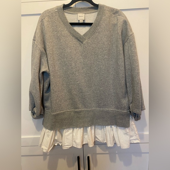Maeve by Anthropologie V-Neck Twofer Sweatshirt Top – Medium (Oversized) SKU358 - Picture 5 of 13